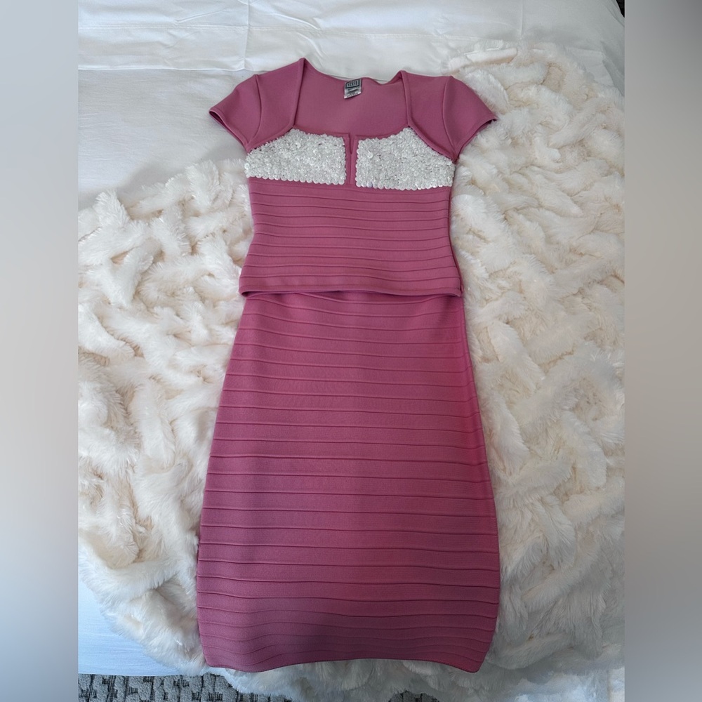 Authentic Herve Leger Pink Dress with Sequin Accents- limited edition -new